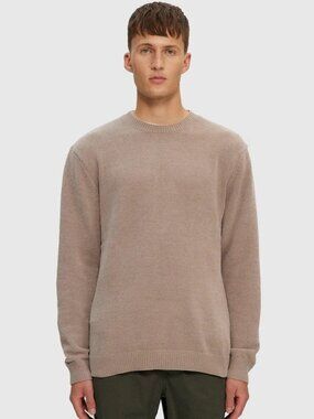 Kuwalla Beige Textured Knit Crewneck Sweater